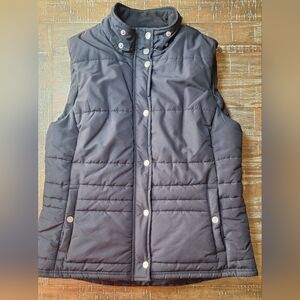Liz Claiborne Puffy Vest Jacket  Women's Black Size M‎ Zip &Snap Closures